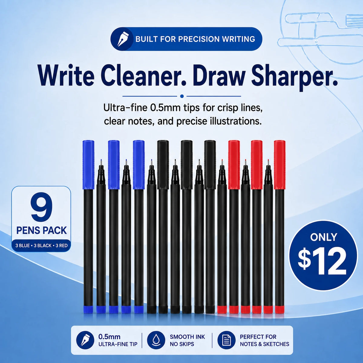 Thin Tip Whiteboard Pens Pack